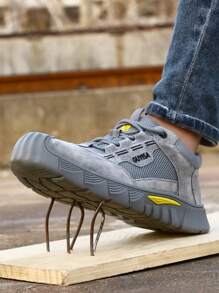 Zapatos de seguridad GUYISA con protección contra aplastamiento, perforaciones e aislamiento estándar de 10KV, cabeza envuelta en plástico y suela de goma, bajos y grises, ideales para el trabajo en el sitio de construcción durante el verano - Gris - Ver 2