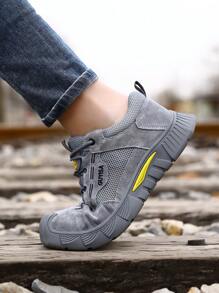 Zapatos de seguridad GUYISA con protección contra aplastamiento, perforaciones e aislamiento estándar de 10KV, cabeza envuelta en plástico y suela de goma, bajos y grises, ideales para el trabajo en el sitio de construcción durante el verano - Gris - Ver 4