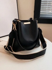 New Fashion Niche, Western Style, Casual Versatile Bucket Bag, Retro Classic, High-End Quality, Shoulder Strap Design, Women's Handbag, Can Be Worn As Shoulder Bag Or Crossbody, Suitable For Work, Commute, Dates, Shopping And Other Occasions, Refined Urban Daily Bag. - Black - View 7
