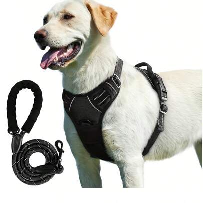 2pcs Reflective Dog Harness And 1.5 Meter Leash Breathable Pet Harness For Large And Small Medium Dogs And Cats Puppy Chest Vest Dog Walking Leash And Harness Set Accessories