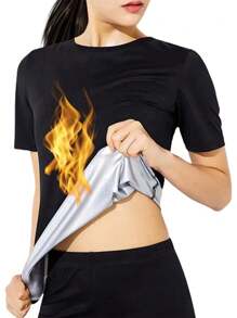 2025 Newest 1Pc Sauna Sweat Suit Shapewear Top Waist Trainer Workout Sweatsuit Exercise Short Sleeve Shirt For Women Gym Accessories For Belly Slimming Girdles, Lumbar Girdles For Belly Slimming Corset