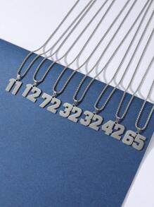 1pc Stainless Steel 0-99 Baseball, Football, Basketball Jersey Number Sport Pendant Necklace
