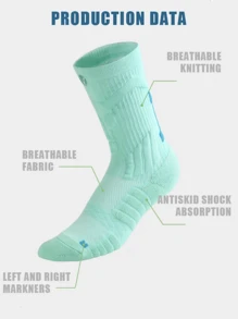 1pair Men's Multicolor Comfortable Simple Design Anti-Slip Anti-Odor Sweat-Wicking Casual Sports Mid-Calf Socks, Suitable For Daily Or Fitness Wear - Pink - View 3