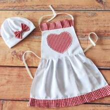 2 Stück/Set Neugeborenen Baby Fotografie Requisite Baby Koch Outfit, Koch Mütze und Schürze Set, Säugling Baby Koch Kostüm, Neugeborenen Fotoshooting Outfit, Baby-Shower Familie Dekorationen Geschenke, für Baby-Shower Osterfest Geschenke für Mädchen/Jungen