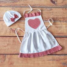 2 Stück/Set Neugeborenen Baby Fotografie Requisite Baby Koch Outfit, Koch Mütze und Schürze Set, Säugling Baby Koch Kostüm, Neugeborenen Fotoshooting Outfit, Baby-Shower Familie Dekorationen Geschenke, für Baby-Shower Osterfest Geschenke für Mädchen/Jungen