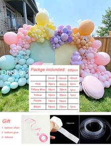Kit de arco de guirnalda de globos pastel de 160 piezas en colores pastel de macaron, decoración de cumpleaños para niños, decoración de baby shower, , revelación de género, bodas - Multicolor - Ver 10