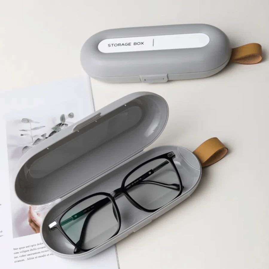 Hộp đựng kính, Hộp đựng cọ mỹ phẩm, Kính râm và kính đọc sách Hộp sắp xếp di động - Xám - Xem 1