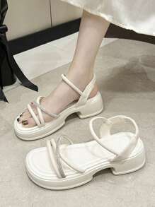 Women Sandals, Summer Outdoor, Sweet Diamond Decorated, Thick Sole Slippers, New Style For 2024