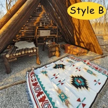 [1 Pack] Picnic Mat And [PU] Bandage, Moisture Proof Mat, Thickening Bohemian Ground Mat Outdoor Tent Camping Blanket Picnic Mat, Picnic Mat With Belt - Multicolor - View 11