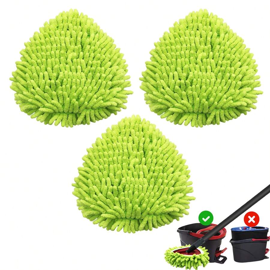 1/2/3 pezzi di panni di ricambio in chenille verde per il sistema di pulizia O-Cedar / EasyWring a 1 serbatoio, pulizia profonda, in microfibra e lavabili in lavatrice
