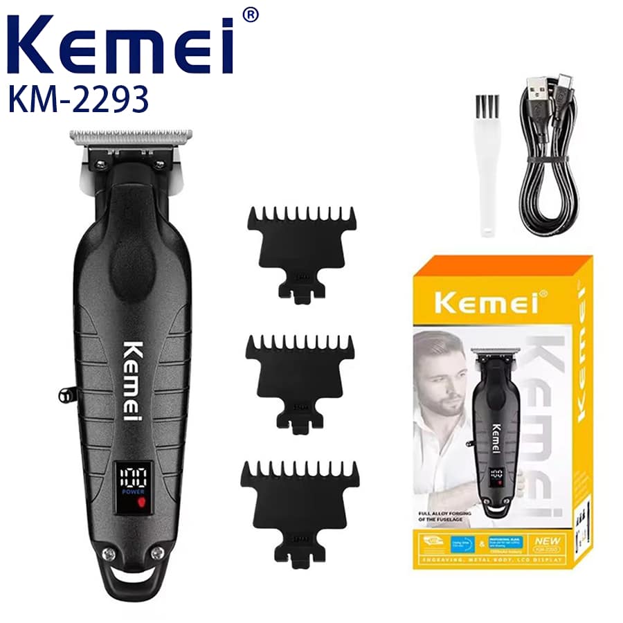 Pusher eléctrico con pantalla LCD KM-2293 actualizado Kemei KM-2293, pusher eléctrico con cabezal de aceite USB para grabar - Negro - Ver 1