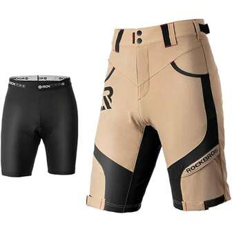  ROCKBROS Men's Cycling Shorts With Seat Padding 4D Breathable Quick-Drying Cycling Shorts MTB Pants Cycling Shorts Black Light Brown Gray M-4XL