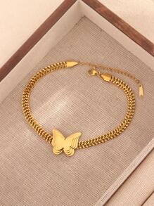 1 pieza Brazalete de acero inoxidable chapado en oro de 18K con colgante geométrico de moda, adecuado para uso diario o fiestas de mujeres, también ideal como regalo para el Día de la Madre - Amarillo Oro - Ver 6