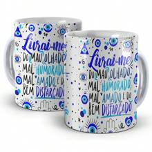 Caneca Branca Livra-me do mal olhado - Branco - Visão 3