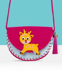 1 件儿童无纺布 DIY 卡通昆虫与动物手工包、卡通 3D 贴纸制作无纺布材料套件、幼儿园手提包、零钱包、缝纫练习袋、DIY 工艺用品、儿童益智玩具