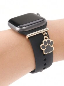 1pc Metal Cat & Dog Paw Watch Band Decoration Charm -Compatible With Apple Watch Band Accessories Compatible With Apple Watch Silicone Strap Series Decor Ring Nails