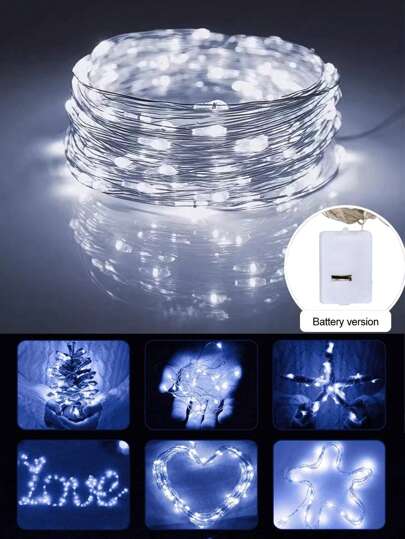 LED Button Battery String Lights Christmas Tree Decoration Copper Wire Mood Lights, 1/3/5m LED Battery Operated, Suitable For Christmas And Mother's Day Decoration