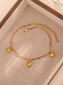 1 pieza Brazalete de acero inoxidable chapado en oro de 18K con colgante geométrico de moda, adecuado para uso diario o fiestas de mujeres, también ideal como regalo para el Día de la Madre - Amarillo Oro - Ver 4