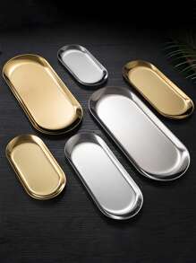 LEAPAIR 1/2/3 peças Bandeja Decorativa Oval de Aço Inoxidável Dourada/Prateada/Preta P/M/G, Bandeja para Joias, Bandeja para Toalha/Penteadeira, Prato, Bandeja para Chá/Frutas, Organizador de Cosméticos e Joias, Estilo Nórdico