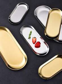 LEAPAIR 1/2/3 peças Bandeja Decorativa Oval de Aço Inoxidável Dourada/Prateada/Preta P/M/G, Bandeja para Joias, Bandeja para Toalha/Penteadeira, Prato, Bandeja para Chá/Frutas, Organizador de Cosméticos e Joias, Estilo Nórdico