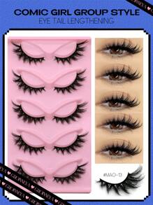 GROINNEYA 猫眼睫毛 5 对狐狸眼睫毛仿貂睫毛蓬松条状假睫毛自然睫毛睫毛延长化妆（3DMAO-13）条状睫毛，睫毛，睫毛，假睫毛 - 黑色 - 查看 5