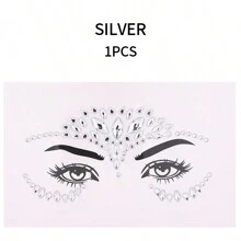 1pc/6pcs Rhinestone Face Stickers Crystal Face Stickers Show Party Masquerade Ball Oktoberfest Cosmetic Products Glue Free Decorative Stickers, Rhinestone Facial Tattoo Sticker For Party, Face Jewels Festival Makeup Eve Jewels Stick On Rhinestone For Face, Hair, Body, Eye