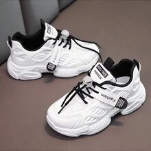 Tenis para niños y niñas, sencillos y cómodos,suelas de goma, antideslizantes y parte superior suave y transpirable,bajos zapatos adecuado para niños y niñas para hacer deporte - Negro - Ver 3