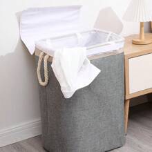 1buc Gri 45l Coș de depozitare haine murdare pliabil cu material textil, coș de rufe pentru colectarea hainelor și depozitare pantaloni pantofi blugi cizme fustă coș de rufe, coș de spălat Organizator de baie, coș, coș de depozitare, coș de rufe pliabil