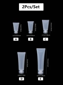 2Pcs/Set Empty Refillable Plastic Squeeze Tubes Translucent Cosmetic Containers Soft Plastic Tube Travel Bottle, Portable Accessories Storage - Multicolor - View 2