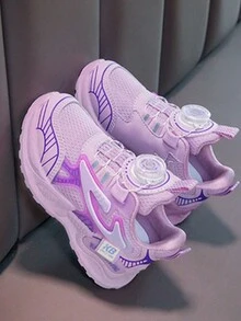 Lindos tenis tipo deportivos para niños sin agujetas con innovador sistema de ajuste rosca para ajustar gire hacia un lado para aflojar y al otro para justar no mas agujetas - Lila Púrpura - Ver 3