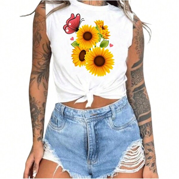 CROPPED DE NÓ VARIAS ESTAMPAS GIRASSOL MANDALA BORBOLETA 07