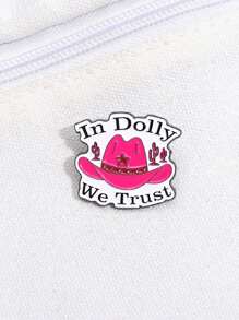 En Dolly confiamos. Broche genial de música con sombrero vaquero y distintivo con letras en inglés - regalo perfecto para niños