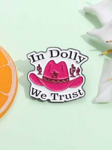 En Dolly confiamos. Broche genial de música con sombrero vaquero y distintivo con letras en inglés - regalo perfecto para niños