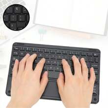 Teclado Bluetooth Chave Redonda Sem Fio Com Touch Para Celular/Tablet/Laptop - Rosa chiclete - Visão 4