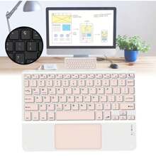 Teclado Bluetooth Chave Redonda Sem Fio Com Touch Para Celular/Tablet/Laptop - Rosa chiclete - Visão 1