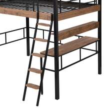 MISSUNNY Metal Full Size Loft Bed With Built-In Desk, Storage Shelf And Ladder, Black - Black - View 8