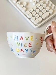 A Creative Ceramic Pie Party Mug With Candy Cake Design, 300ml Coffee Cup, Embossed Craft, Unique Handle - Birthday Gift Version. - Multicolor - View 6