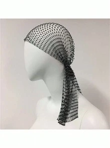 1件鑲有水晶的魚網頭巾，閃亮的蕾絲頭帶，彈性頭帶，美麗的新娘髮飾，個性化髮飾，適用於女性的日常穿著、舞會、婚禮、派對、活動髮帽頭帶