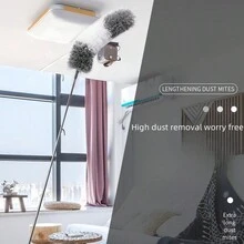 1個雞毛撣子，家用除塵和天花板清潔，靜電延伸除塵撣子，可伸縮的汽車除塵撣子，多功能伸縮長柄彎形塵撣子，家用清潔纖維塵撣子，床底清潔工具，沙發底下塵埃清潔刷