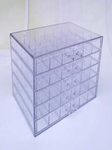 1pc 5 Layers 120 cuadrícula Transparent Y Rosa Desktop Storage Box With Multiple Compartments For Jewelry - transparente - Ver 6