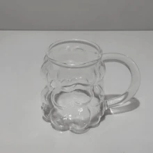 1個梨形設計玻璃杯帶手柄，非常適合裝水，牛奶，咖啡和奶茶 - 無色 - 查看 4