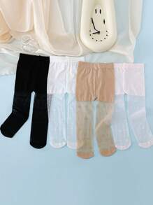 4 Pairs Children's Ultra-Thin Rabbit Jacquard Tights - Multicolor - View 5