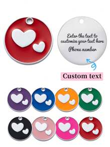 1入量身定制紅色雙心形寵物ID標籤，可自定義刻上寵物名稱、聯繫信息、地址，適用於小型、中型和大型狗狗及貓咪的防丟失雕刻寵物牌 - 紅色 - 查看 1