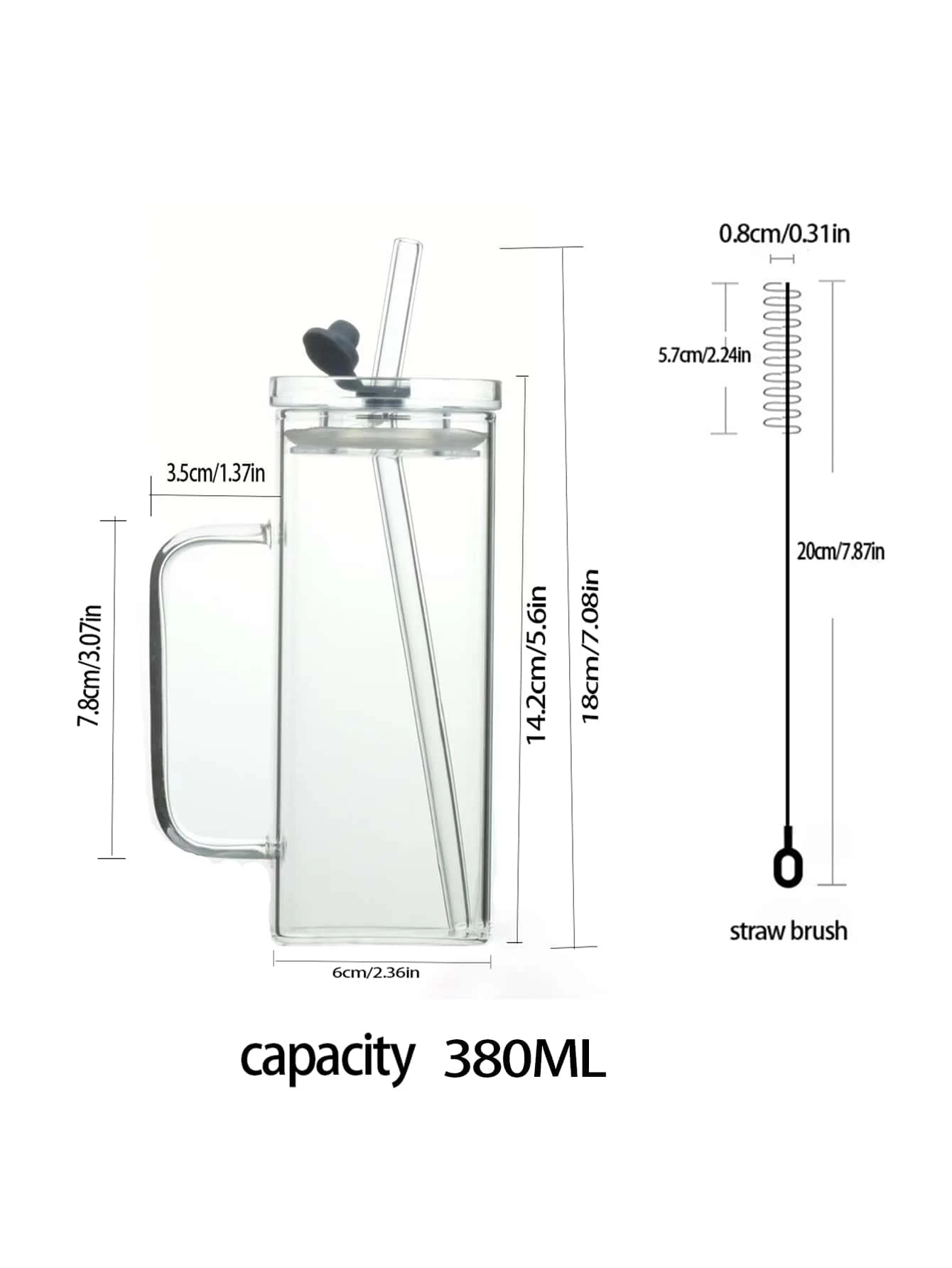 1pc LOVE Teddy Bear Pink 3D Square Heat-Resistant Borosilicate Glass