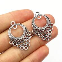 10pcs Antique Silver Plated Vintage Boho Style Connector Charms Pendant DIY Jewelry Making Accessories For Bracelet Necklace - Ancient Silver - View 9