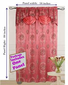 1pc Luxury Fancy Jacquard Room Darkening Modern Curtain Panel 54 By 84-Inch With Attached Waterfall Valance Modern Semi-Blackout For Living Room Bedroom And Dining Room Many Colors To Choose From Dusty Rose Gold Light Taupe And Burgundy. - 塵土飛揚的玫瑰 - 查看 5