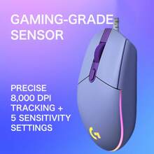 Mouse gamer con cable G102, 8,000 DPI, efecto óptico arcoiris LIGHTSYNC RGB, 6 botones programables, memoria integrada, mapeo de pantalla, compatible con PC/ordenador y portátil, color lila - Púrpura malva - Ver 4