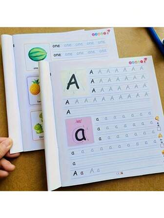 2 Books/Set English Picture Books - ABC Writing Practice Workbooks, Handwriting Practice For Preschool Kids, Early Education Writing Enlightenment Workbook