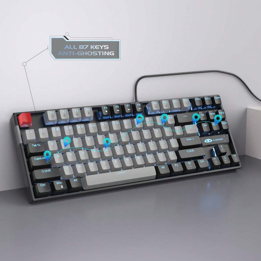 MageGee -Star 75% Mechanical Gaming Keyboard With Blue Switch, LED Blue ...