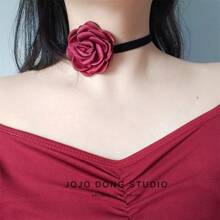 BMOR Elegant Velvet Choker Necklace Vintage Rose Flower Short Clavicle Chain Necklace Women Fashion Wedding Neck Collar Funky Jewelry Gift Valentines - Flower Choker - View 10